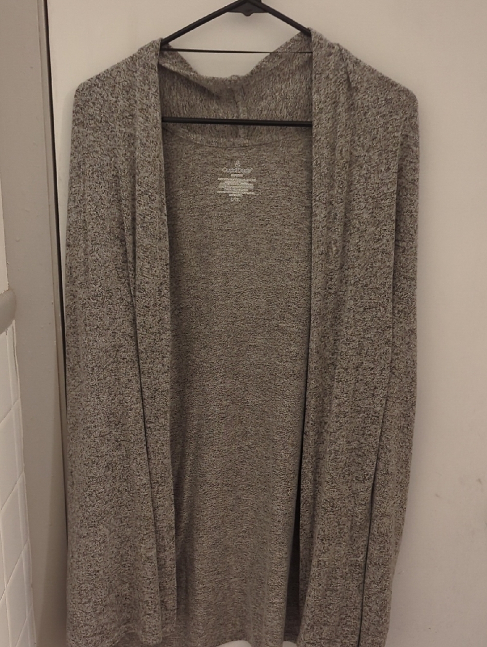 Cuddl Duds Heather Gray Open-Front Cardigan
